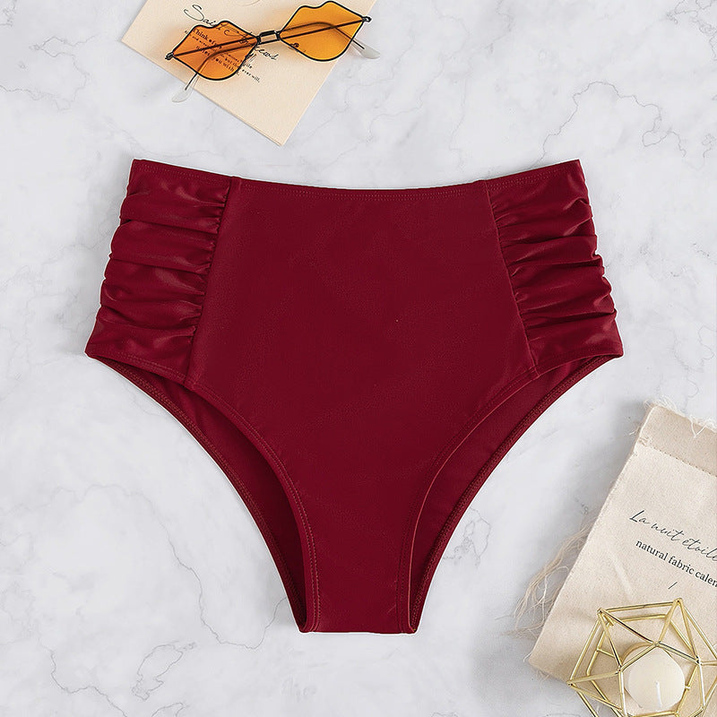 Damen Hochtaillierte Bikinihose mit Rüschendetails R&B