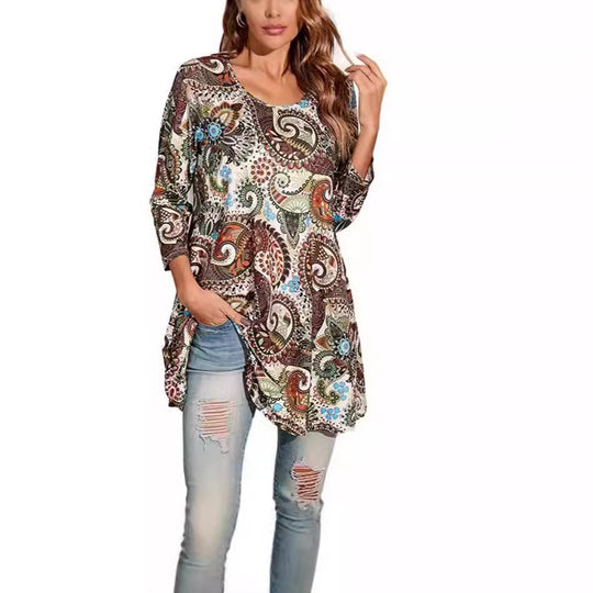 Damen Tunika mit einzigartigem Mandala-Druck R&B