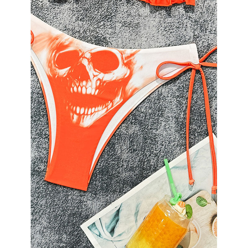 Damen Triangel-Bikini mit coolem Totenkopf-Design R&B