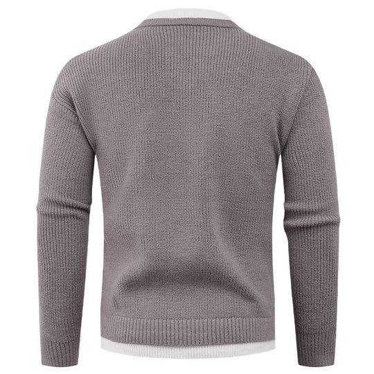 Herren Strickpullover mit V-Ausschnitt und feiner Struktur R&B