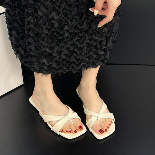 Damen bequeme Zehentrenner-Sandaletten mit modernem Knoten-Design R&B