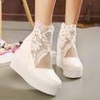Damen Wedge-Pantoletten mit elegantem Spitzen-Design und transparenter Seite R&B