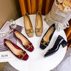 Damen elegante Blockabsatzschuhe mit modischem Schnallenakzent