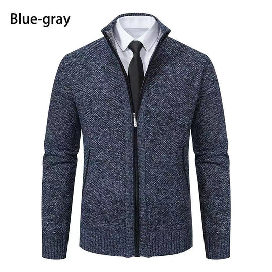 Herren modische Strickjacke mit hohem Kragen und durchgehendem Reißverschluss R&B
