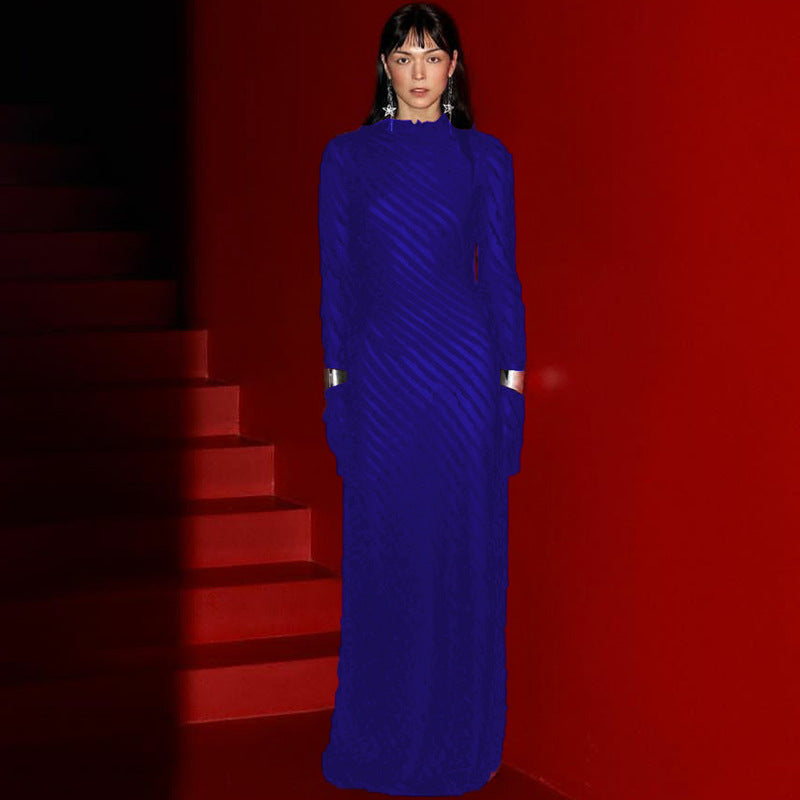 Damen Langarm Maxikleid mit raffinierten Transparentdetails und figurumspielendem Schnitt R&B