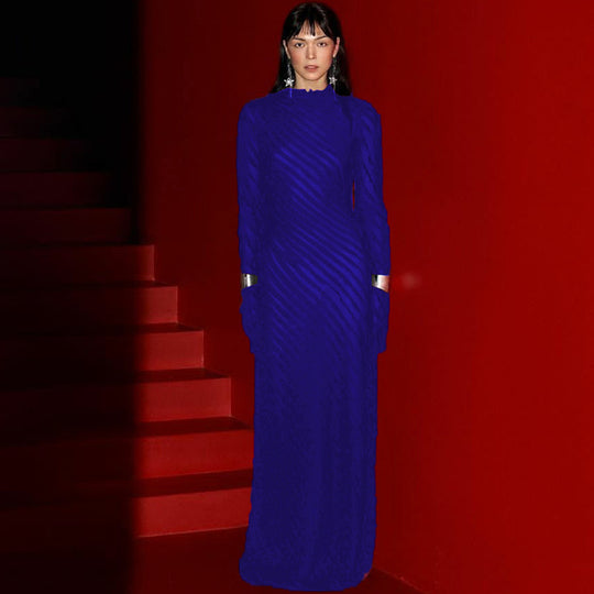 Damen Langarm Maxikleid mit raffinierten Transparentdetails und figurumspielendem Schnitt R&B