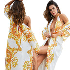 Damen Luxuriöser Strandkimono mit elegantem Barockmuster R&B