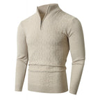 Herren Strickpullover mit modernem Zopfmuster und Halbreißverschluss R&B