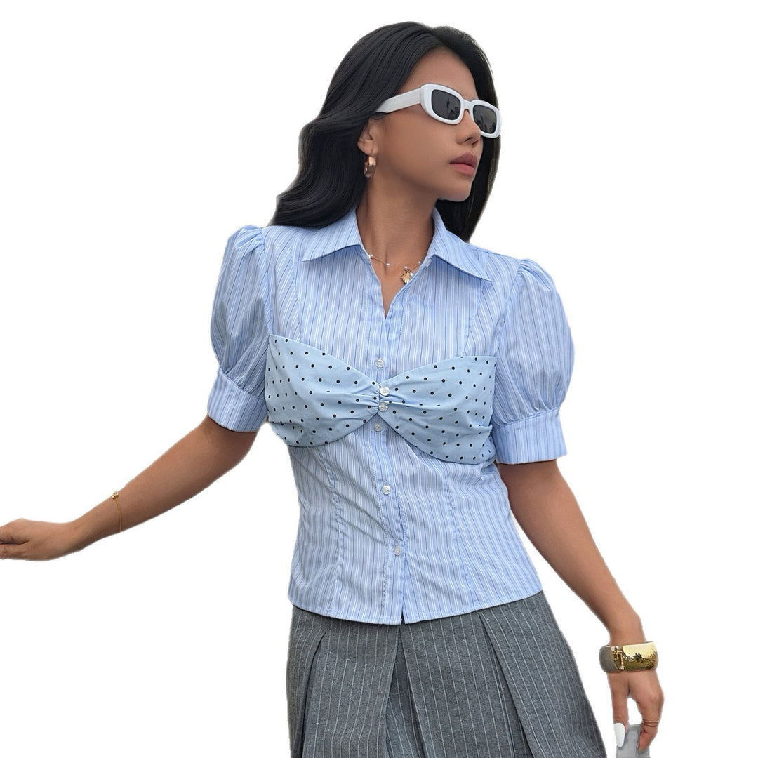 Damen Blusenshirt mit Puffärmeln und einzigartigem Bindedetail R&B