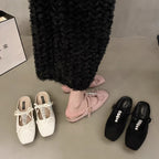 Damen elegante Ballerinas mit modischem Schleifenakzent und funkelnden Verzierungen R&B