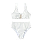 Damen Hoch geschnittener Bikini mit elegantem Reißverschluss R&B