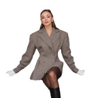 Damen Eleganter Karoblazer mit doppelter Knopfleiste R&B