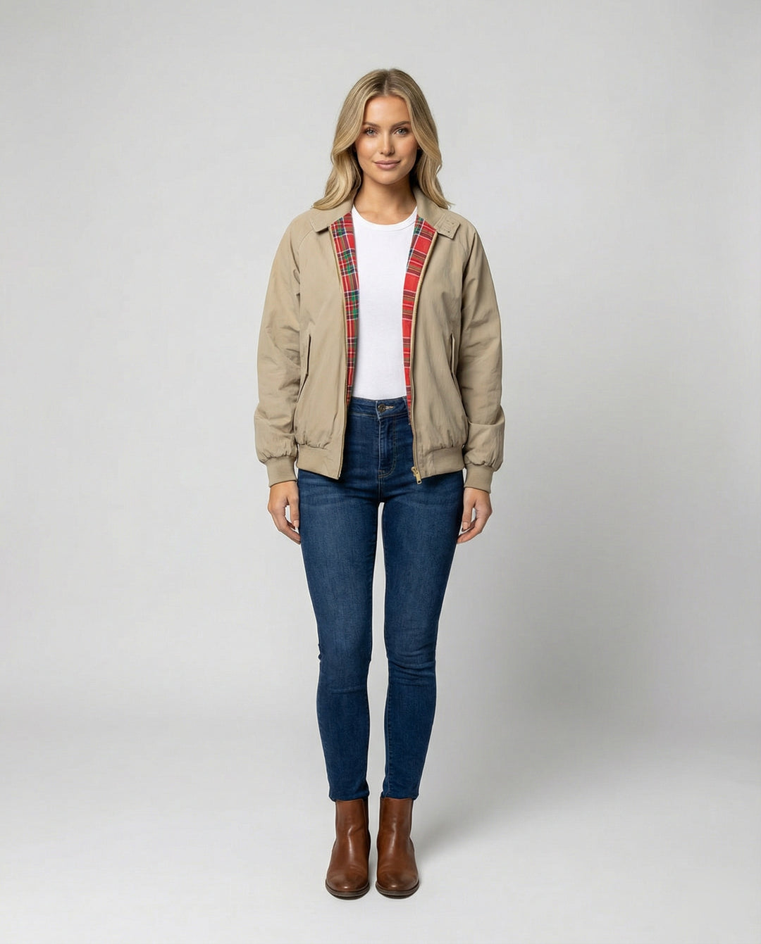 Jacke Khaki Stehkragen Workwear Baseball Uniform Herbst