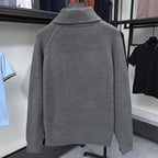 Herren Strickjacke mit weichem Rippstrickmuster und Button-Down-Kragen R&B