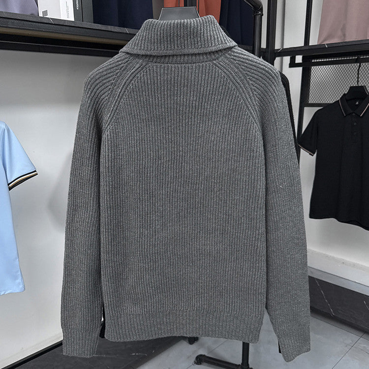 Herren Strickjacke mit weichem Rippstrickmuster und Button-Down-Kragen R&B