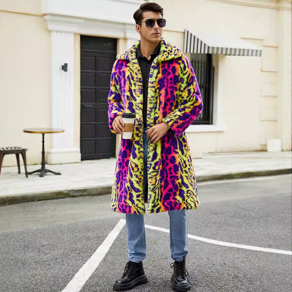 Herren Stoffmantel mit auffälligem Tiermuster R&B