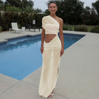 Damen Elegantes Wickelmaxikleid mit asymmetrischem Ausschnitt R&B