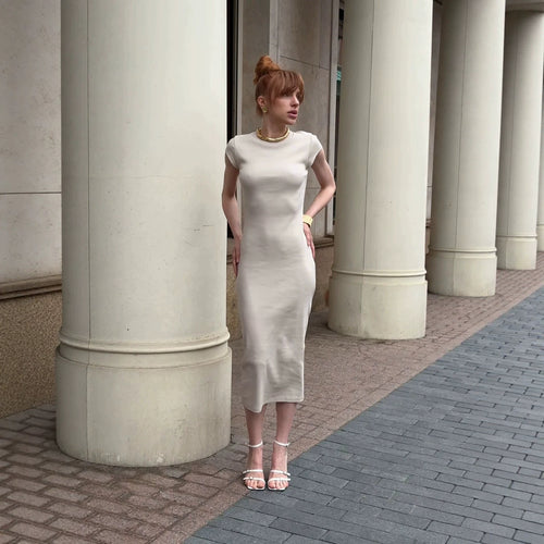 Damen Figurbetontes Langarmkleid mit elegantem Ziernähte R&B