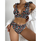 Damen Triangel-Bikini mit verstellbaren Schulterdetails und floralem Muster R&B