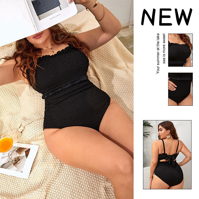 Damen Einteiler Badeanzug mit Rüschendetails R&B
