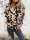 Damen Kapuzenpullover mit lässigem Leopardenmuster und praktischen Seitentaschen R&B