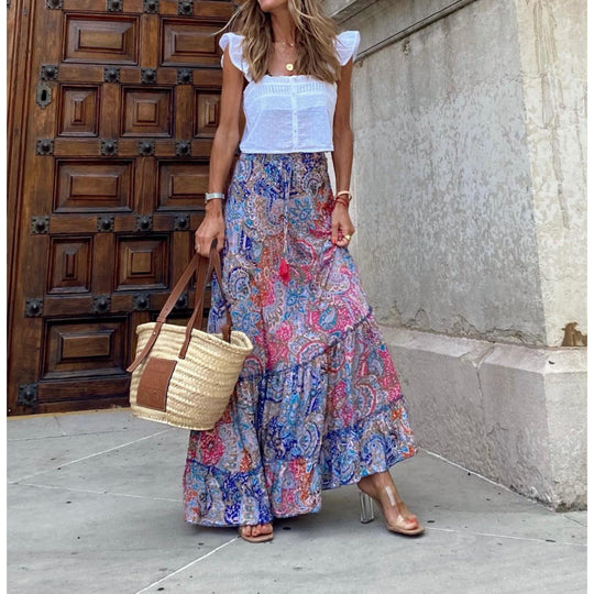 Damen Maxikleid mit fröhlichem Muster R&B
