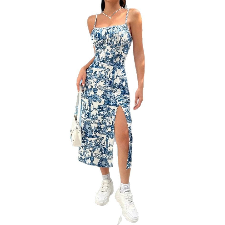 Damen figurbetontes Midikleid mit Raffung und Schlitz R&B