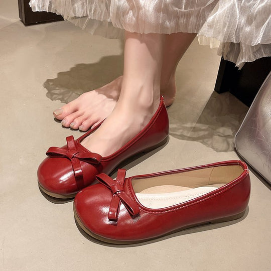 Damen elegante Ballerinas mit zierlichem Schleifenakzent R&B