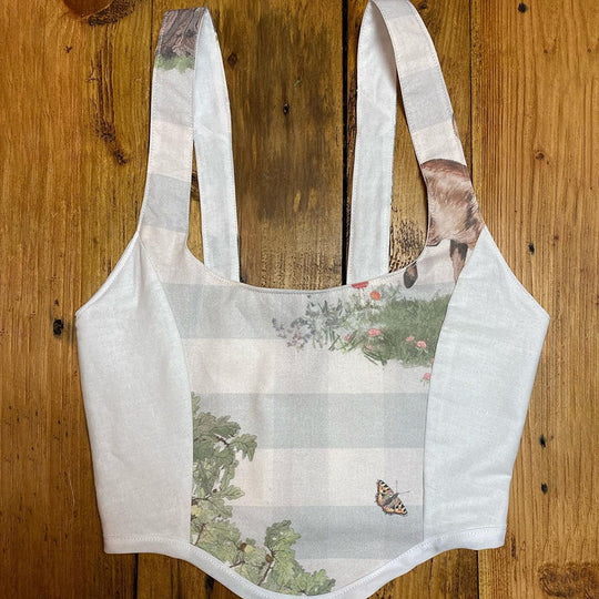Damen Crop Top mit kunstvollem Flora-Design und verstellbaren Trägern R&B