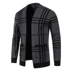 Herren Strickjacke mit modernem Karomuster und praktischem Reißverschluss R&B