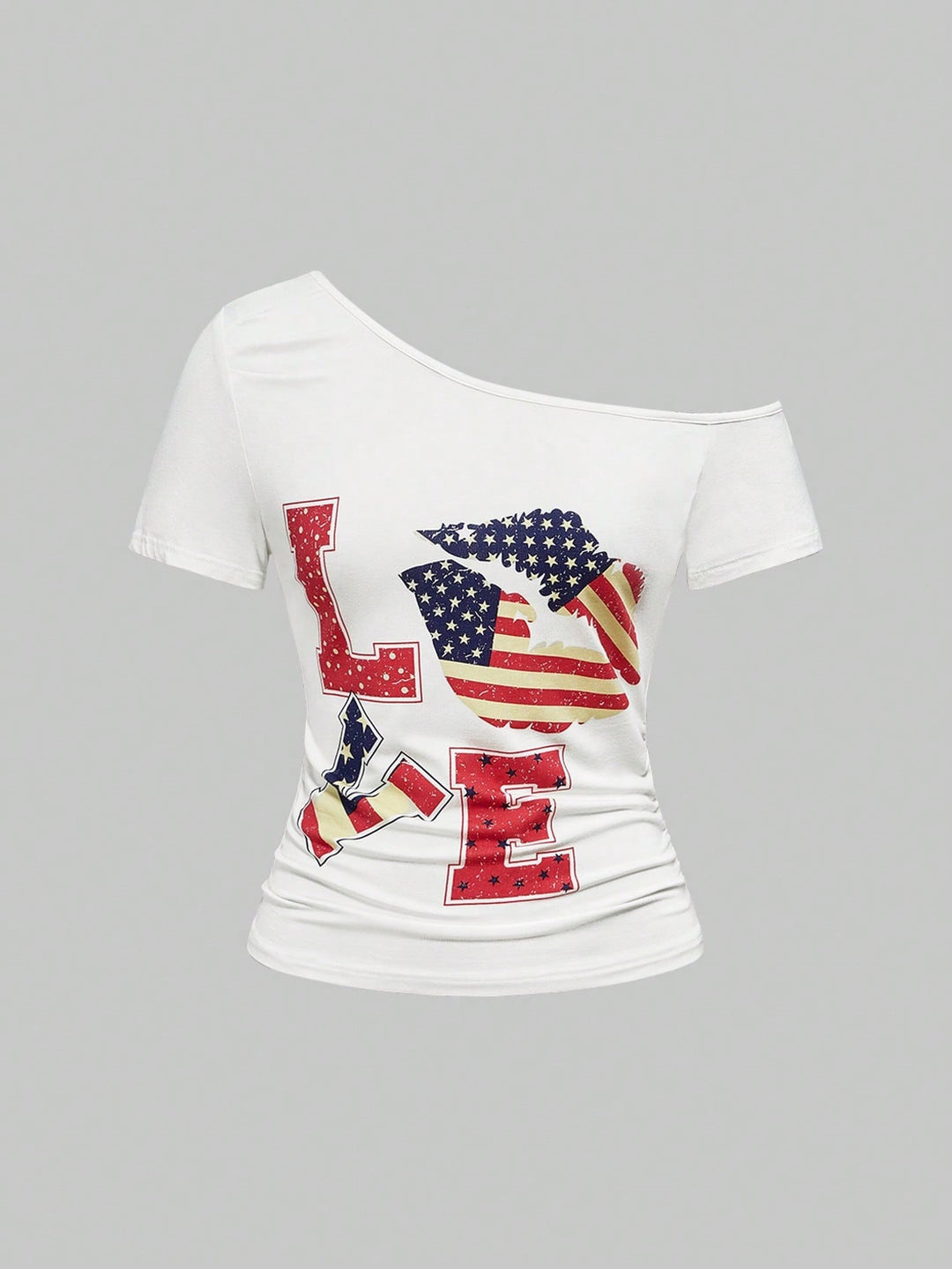 Damen Modisches Shirt mit großzügigem Ausschnitt und einzigartigem Grafikdesign R&B