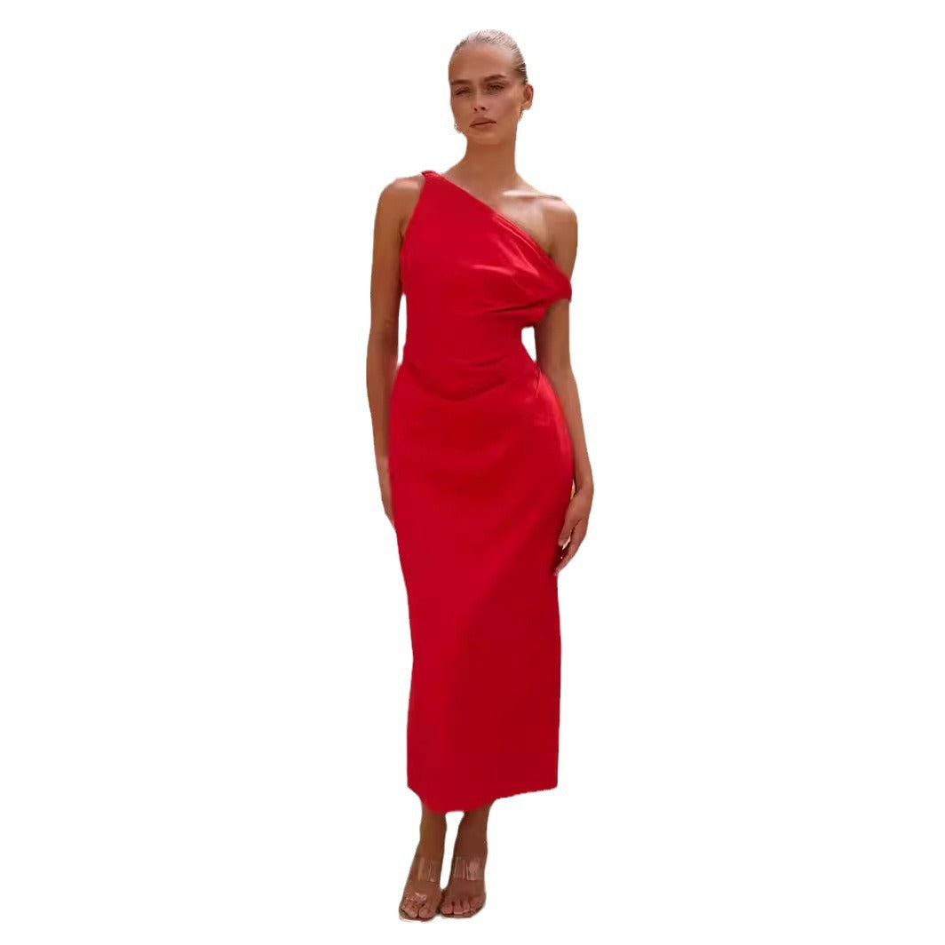 Damen Elegantes Langarmkleid mit asymmetrischem Design und raffinierten Drapierungen R&B