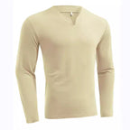 Herren nan Langarmshirt mit V-Ausschnitt Slim Fit Baumwollmix und elastischem Komfortbund R&B