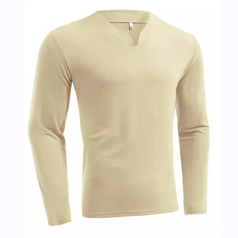 Herren nan Langarmshirt mit V-Ausschnitt Slim Fit Baumwollmix und elastischem Komfortbund R&B