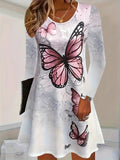Damen Freizeitkleid mit floralem Schmetterlingsdesign und lockerer Passform R&B