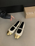 Damen Ballerinas mit elegantem Riemen und glänzendem Metallakzent R&B