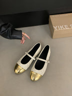 Damen Ballerinas mit elegantem Riemen und glänzendem Metallakzent R&B