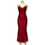 Damen Elegantes figurbetontes Abendkleid mit tiefem V-Ausschnitt und feierlichem Glanz R&B
