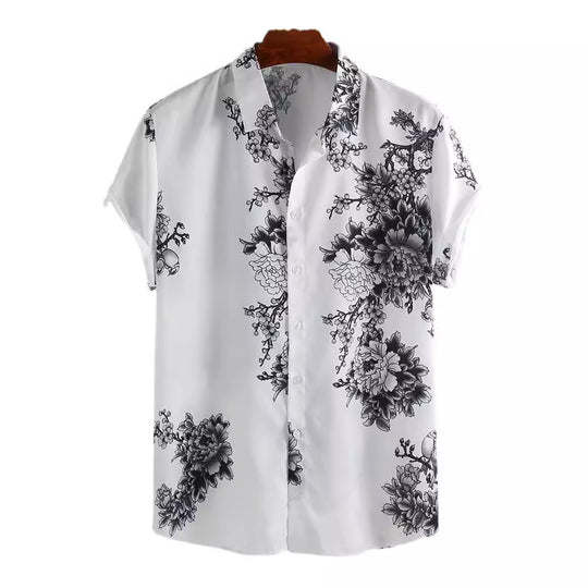 Herren Kurzarmhemd mit elegantem floralem Druck und hochwertigem Material R&B