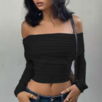 Damen Off-Shoulder Oberteil mit gerafften Details R&B