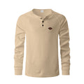 Herren Langarm-Henley-Shirt aus atmungsaktivem Baumwollmix mit strukturiertem Design R&B