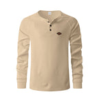 Herren Langarm-Henley-Shirt aus atmungsaktivem Baumwollmix mit strukturiertem Design R&B