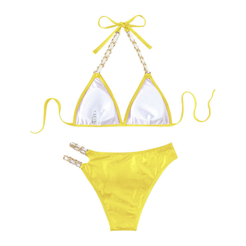 Damen Triangel-Bikini mit glamourösen Kettenakzenten