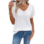 Damen Lockere V-Neck Strickbluse R&B