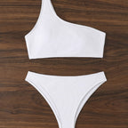 Damen Triangel-Bikini mit asymmetrischem Schnitt und raffiniertem Rippendesign R&B