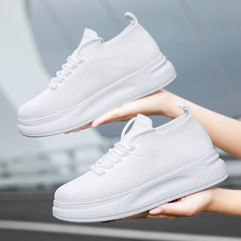 Damen nan elastischer Strick-Slip-on Sneaker mit viskoelastischer Fußbett-Einlage und dämpfender Plateau-Laufsohle R&B