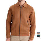 Herren Kunstlederjacke mit strukturiertem Design und seitlichen Reißverschlusstaschen