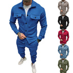 Herren sportliches Freizeit-Set mit modernem Kragen und praktischen Taschen R&B