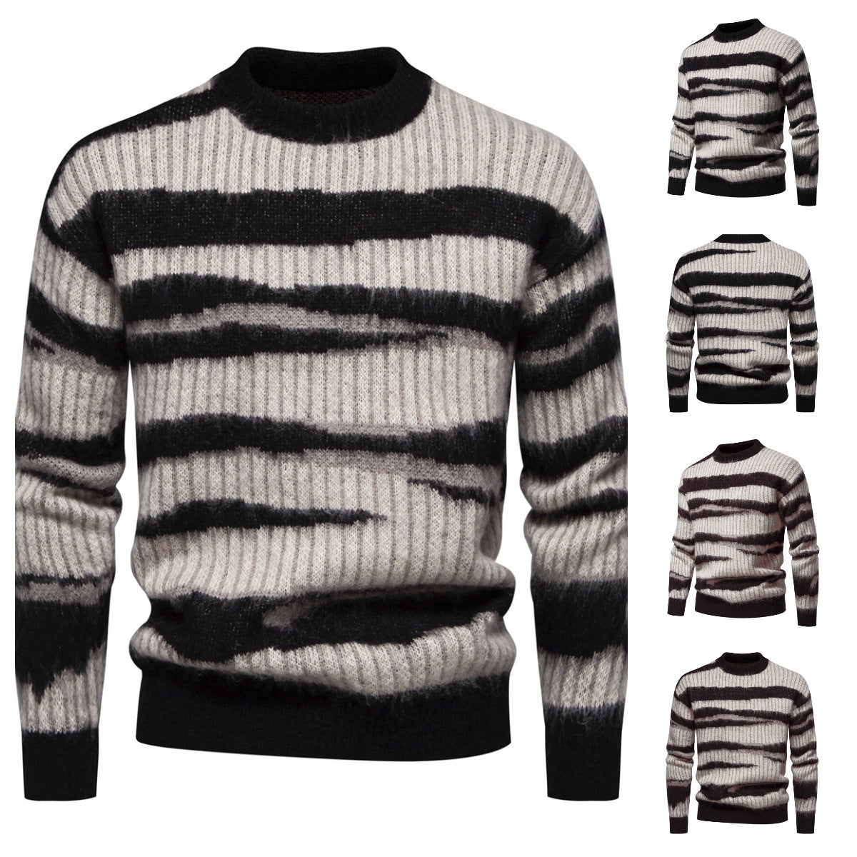Herren modischer Strickpullover mit einzigartigem Streifenmuster