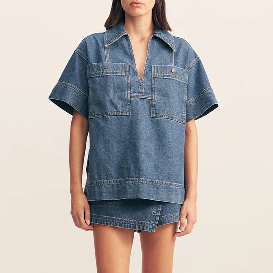 Damen Jeansrock mit asymmetrischem Schnitt und praktischen Taschen R&B
